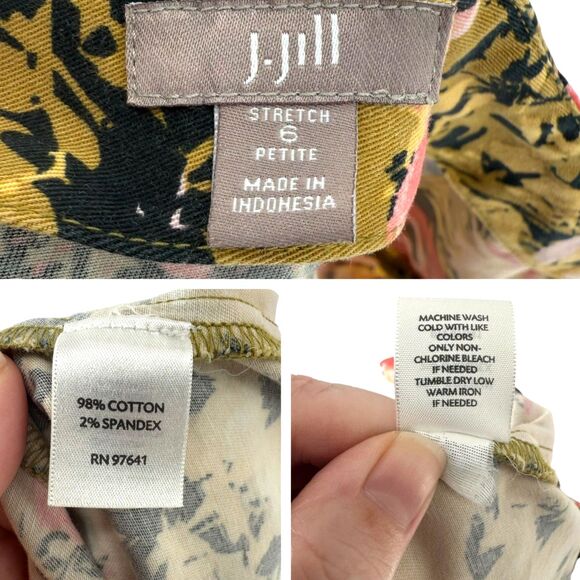 J. Jill Pencil Skirt 6 PETITE Bold Floral Abstract Print Cotton Stretch Side Zip - Picture 16 of 16